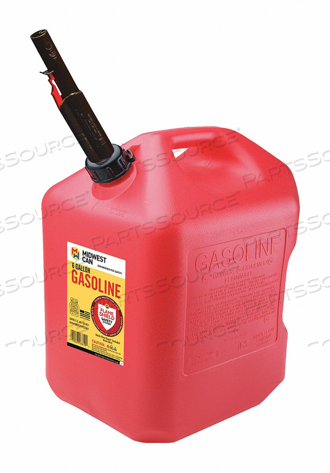 GAS CAN 6 GAL. SELF RED HDPE 16-1/16 H by Midwest Can GAS CAN 6 GAL. SELF RED HDPE 16-1/16 H by Midwest Can