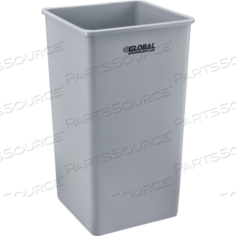 SQUARE PLASTIC TRASH CONTAINER, GARBAGE CAN - 50 GALLON GRAY by Approved Vendor