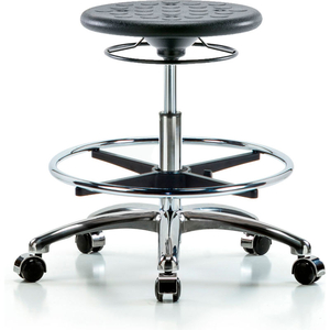 BLUE RIDGE ERGONOMICS CLEANROOM STOOL WITH CASTERS AND FOOTRING - MEDIUM BENCH HEIGHT - BLACK by E Com Inc BLUE RIDGE ERGONOMICS CLEANROOM STOOL WITH CASTERS AND FOOTRING - MEDIUM BENCH HEIGHT - BLACK by E Com Inc