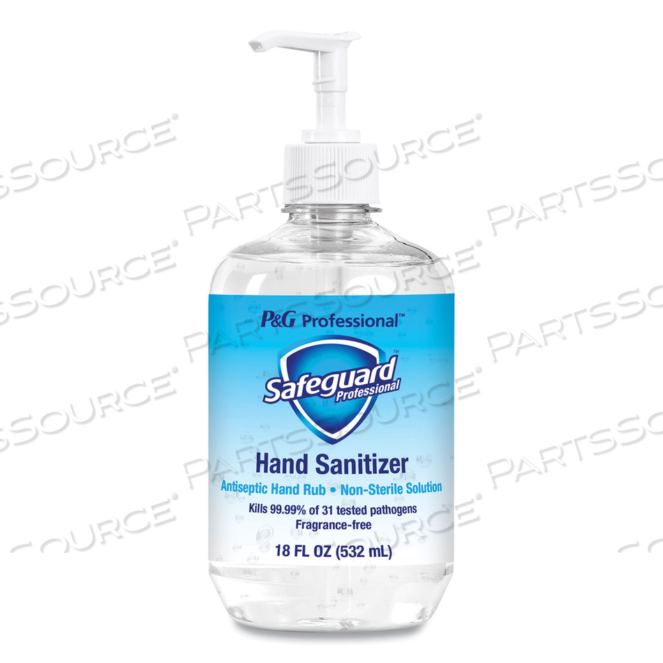 HAND SANITIZER GEL, 18 OZ PUMP BOTTLE, FRAGRANCE-FREE, 12/CARTON 