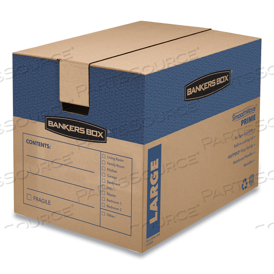 SMOOTHMOVE MOVING & STORAGE, LARGE BOX, 25"L X 18-1/4"W X 19"H, KRAFT/BLUE by Bankers Box SMOOTHMOVE MOVING & STORAGE, LARGE BOX, 25"L X 18-1/4"W X 19"H, KRAFT/BLUE by Bankers Box