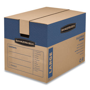 SMOOTHMOVE PRIME MOVING/STORAGE BOXES, HINGED LID, REGULAR SLOTTED CONTAINER (RSC), 18" X 24" X 18", BROWN/BLUE, 6/CARTON by Bankers Box SMOOTHMOVE PRIME MOVING/STORAGE BOXES, HINGED LID, REGULAR SLOTTED CONTAINER (RSC), 18" X 24" X 18", BROWN/BLUE, 6/CARTON by Bankers Box