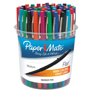 POINT GUARD FLAIR FELT TIP POROUS POINT PEN, STICK, BOLD 1.4 MM, ASSORTED INK AND BARREL COLORS, 48/PACK by Paper Mate