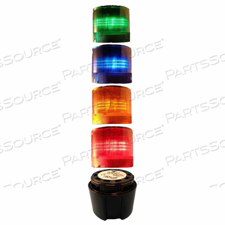 TEXELCO 70MM COMPLETE LIGHT STACK, 120V LED, GRAY TERM, G-B-A-R by Springer Controls Co. Inc