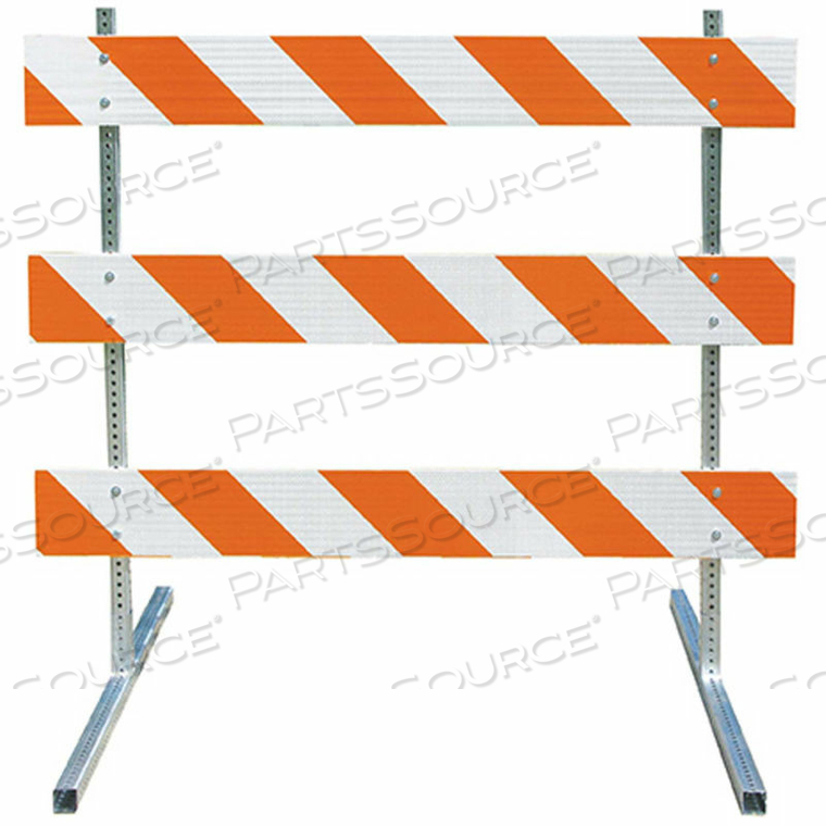 TYPE III BARRICADE W/ STEEL SQUARE TUBE UPRIGHTS & FEET, ENGINEER STRIPED by Plasticade