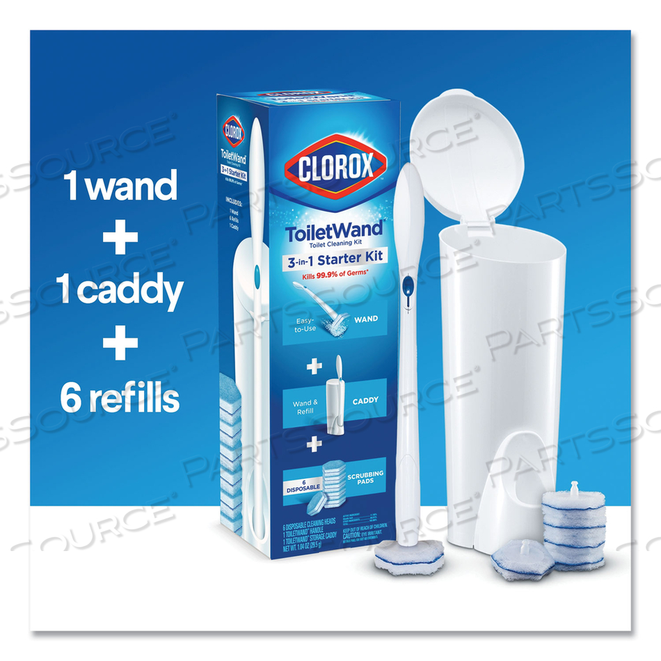 TOILETWAND DISPOSABLE TOILET CLEANING SYSTEM: HANDLE, CADDY AND REFILLS, WHITE by Clorox
