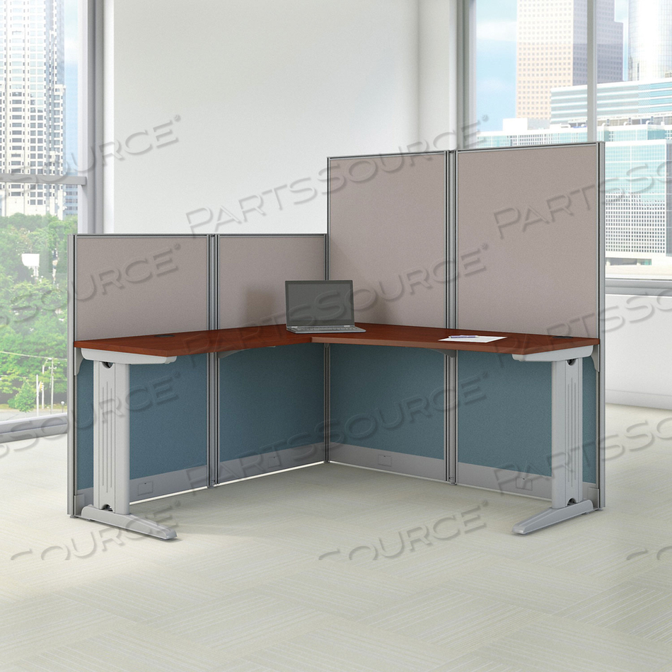 OFFICE IN AN HOUR COLLECTION L- WORKSTATION, 64.5" X 64.5" X 33", HANSEN CHERRY, (BOX 1 OF 2) 