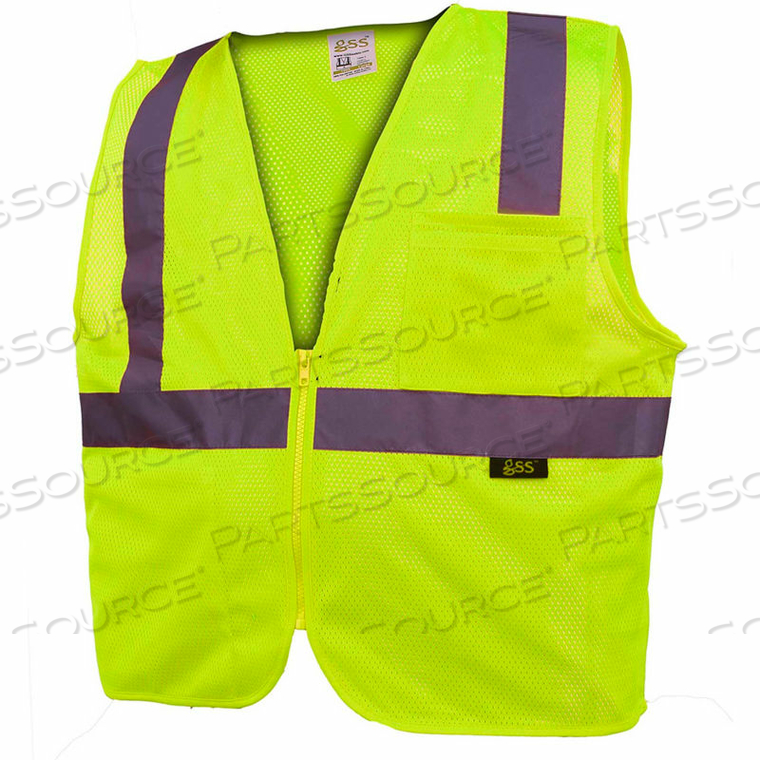 1001 STANDARD CLASS 2 MESH ZIPPER SAFETY VEST, LIME, 4XL by GSS Safety LLC 1001 STANDARD CLASS 2 MESH ZIPPER SAFETY VEST, LIME, 4XL by GSS Safety LLC