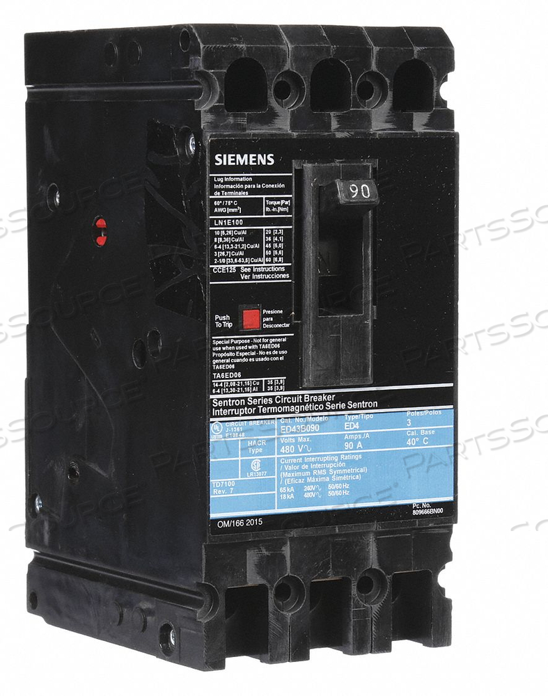 CIRCUIT BREAKER 90A 3P 480VAC ED4 by Siemens