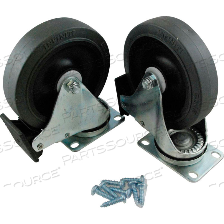 5" SWIVEL PLATE CASTER KIT WITH HARDWARE, GRAY by Rubbermaid Medical Division