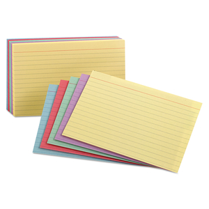 RULED INDEX CARDS, 3 X 5, BLUE/VIOLET/CANARY/GREEN/CHERRY, 100/PACK by Oxford RULED INDEX CARDS, 3 X 5, BLUE/VIOLET/CANARY/GREEN/CHERRY, 100/PACK by Oxford