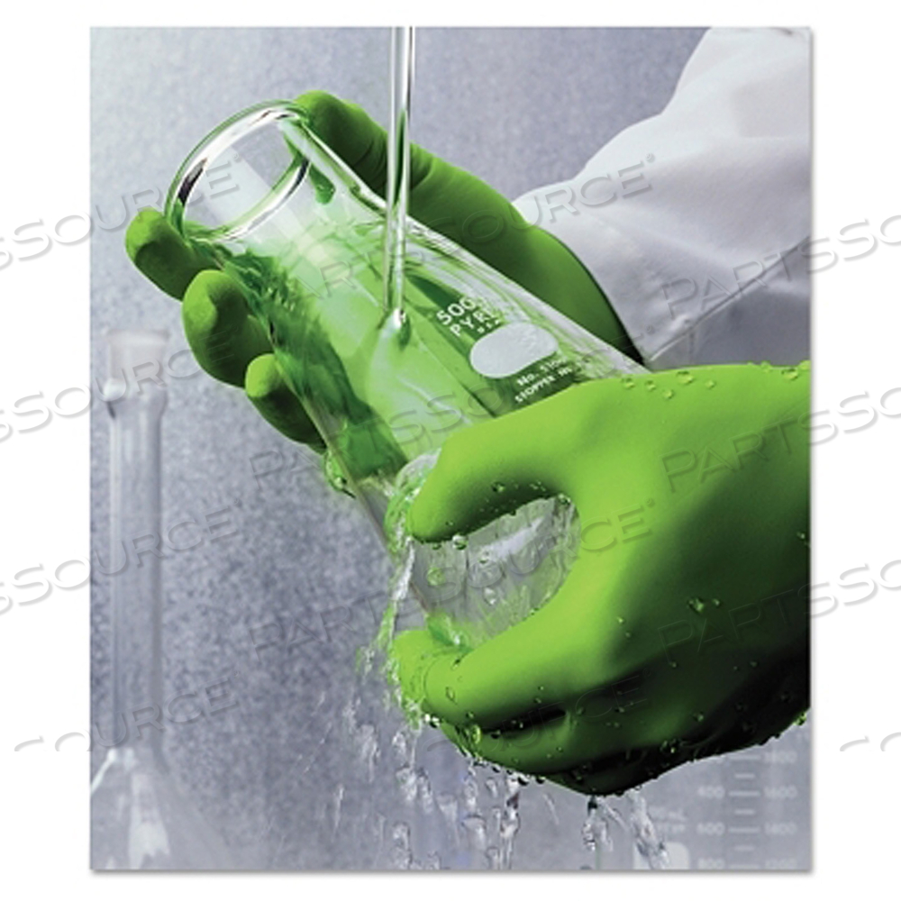 7705PFT DISPOSABLE NITRILE GLOVES, POWDER FREE, 4 MIL, LARGE, FLUORESCENT GREEN by SHOWA