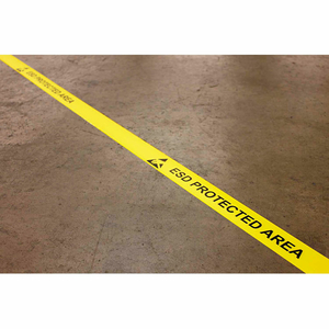 DURASTRIPE IN-LINE PRINTING, 3"W X 50'L, YELLOW, ESD PROTECTED AREA by ERGOMAT INC.