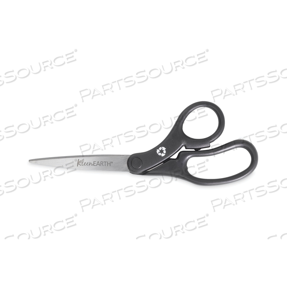 KLEENEARTH BASIC PLASTIC HANDLE SCISSORS, 8" LONG, 3.1" CUT LENGTH, BLACK OFFSET HANDLE 