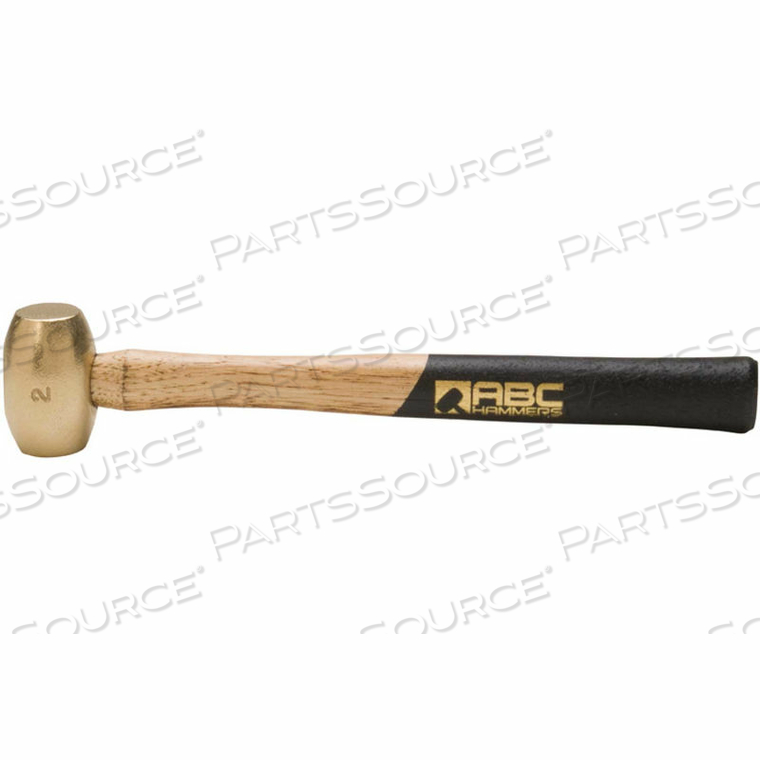 2 LB. NON-SPARKING BRASS HAMMER, 12.5" WOOD HANDLE by ABC Hammers Inc.