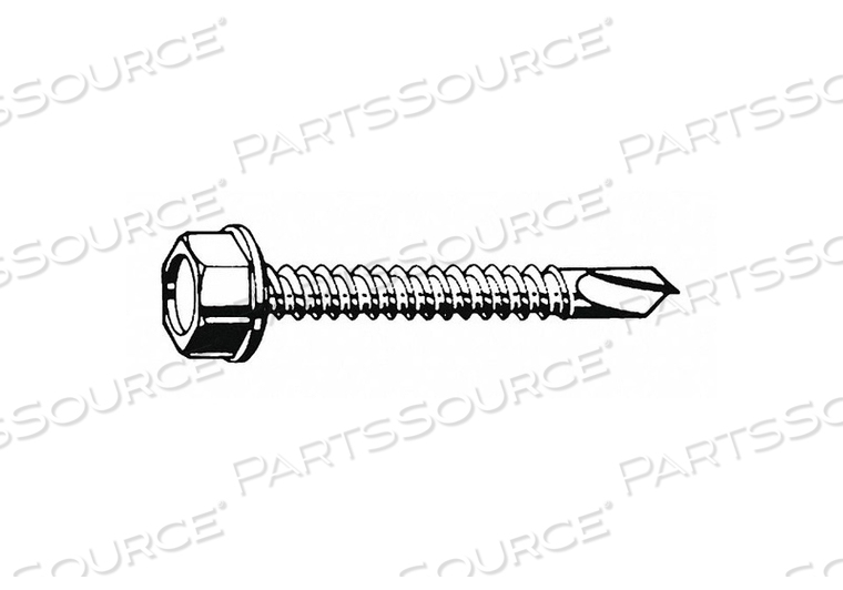 SELF DRILLING SCREW, #10 SIZE, 3/4 IN LG, 410 STAINLESS STEEL, PLAIN, HEX WASHER, HEX by Fabory SELF DRILLING SCREW, #10 SIZE, 3/4 IN LG, 410 STAINLESS STEEL, PLAIN, HEX WASHER, HEX by Fabory