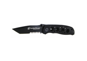 FOLDING KNIFE SERRATED TANTO 3-1/4IN BLK by Smith & Wesson FOLDING KNIFE SERRATED TANTO 3-1/4IN BLK by Smith & Wesson