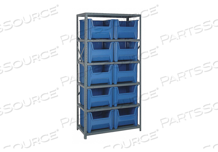 E1496 BIN SHELVING 75 OVERALL H 10 BINS BLUE by Quantum Storage Systems E1496 BIN SHELVING 75 OVERALL H 10 BINS BLUE by Quantum Storage Systems