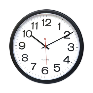 INDOOR/OUTDOOR ROUND WALL CLOCK, 13.5" OVERALL DIAMETER, BLACK CASE, 1 AA (SOLD SEPARATELY) by Universal