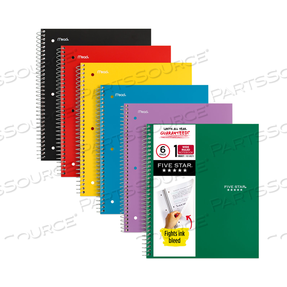 WIREBOUND NOTEBOOK, 1 SUBJECT, WIDE/LEGAL RULE, RANDOMLY ASSORTED COVERS, 10.5 X 8 by Five Star WIREBOUND NOTEBOOK, 1 SUBJECT, WIDE/LEGAL RULE, RANDOMLY ASSORTED COVERS, 10.5 X 8 by Five Star