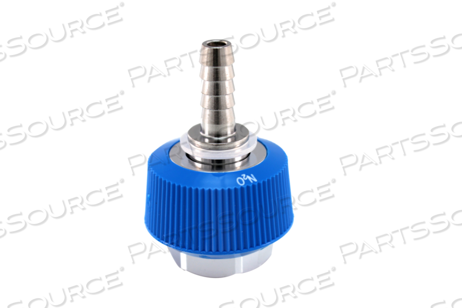 DISS HAND TIGHT NIPPLE, 1/4 IN HOSE BARB X 3/4 IN-16, BLUE, NITROUS OXIDE by Bay Corporation