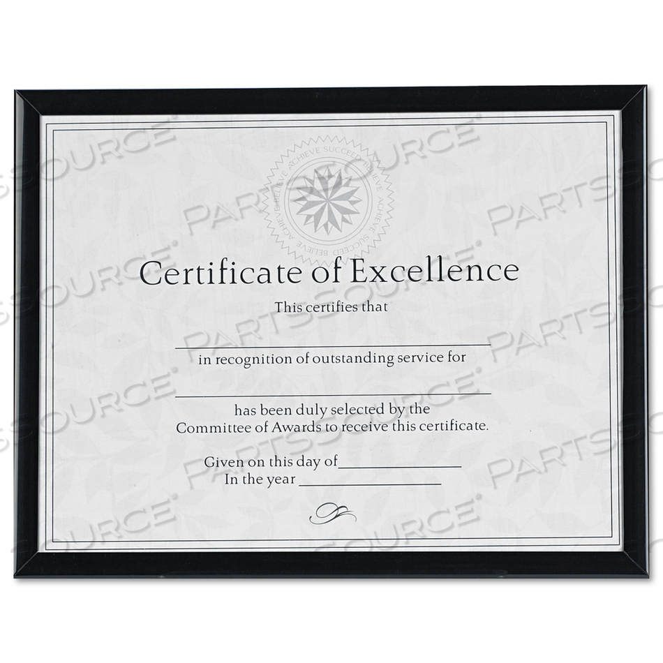 VALUE U-CHANNEL DOCUMENT FRAME WITH CERTIFICATE, 8.5 X 11, BLACK 