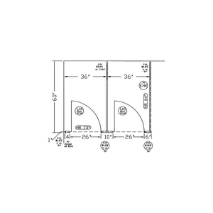 POLYMER BATHROOM PARTITIONS COMPLETE 2 IN-CORNER COMPARTMENT 76" WIDE - GRAY by Metpar Corp