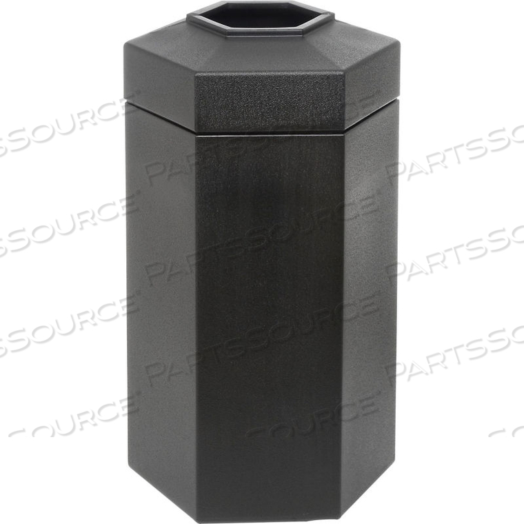 50 GALLON HEXAGON TRASH CONTAINER, BLACK 