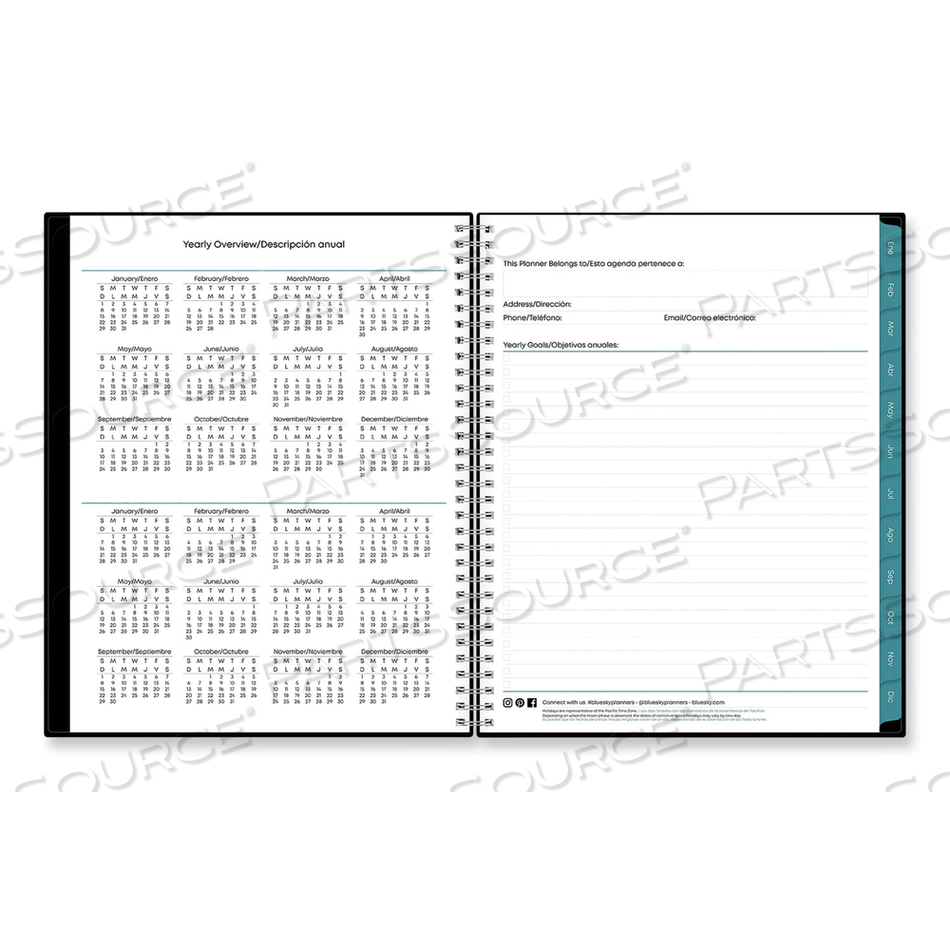 ENTERPRISE SPANISH LANGUAGE WEEKLY/MONTHLY PLANNER, ENTERPRISE FORMATTING, 11 X 8.5, BLACK COVER, 12-MONTH (JAN TO DEC): 2023 