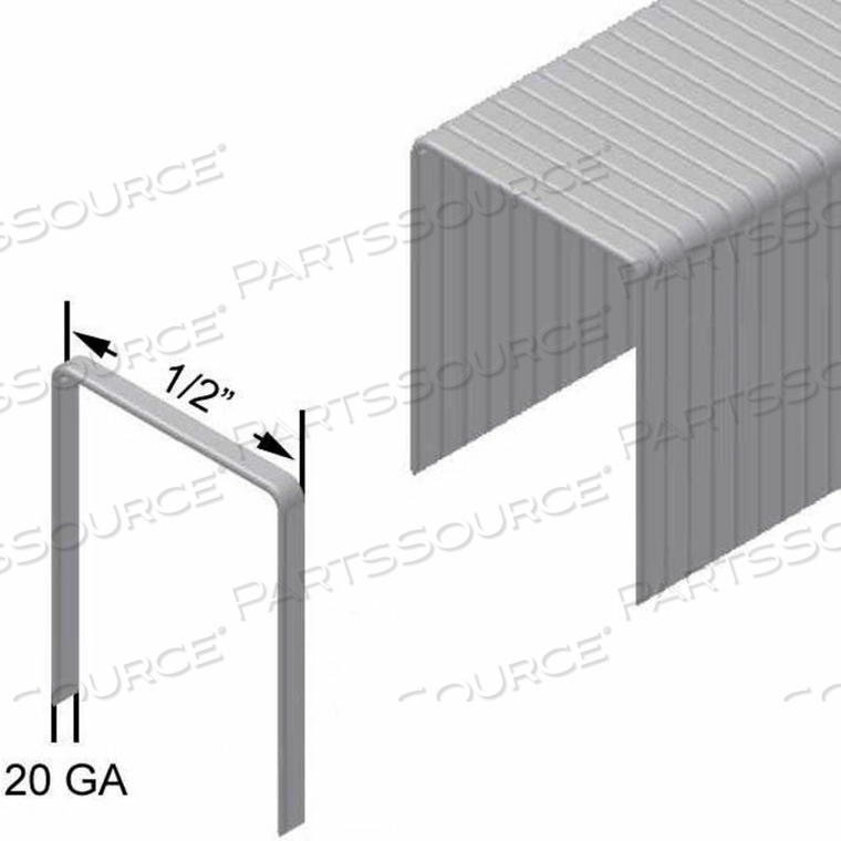 20 GAUGE STAPLE - 3/8" LENGTH - 1/2" CROWN - GALVANIZED STEEL - PKG OF 25000 by Prebena
