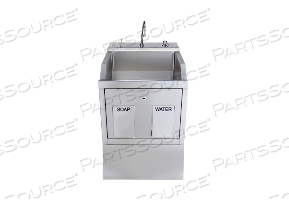 LODI SCRUB SINK (1) PLACE PEDESTAL MOUNTED W/KNEE ACTION CONTROL W/SOAP DISPENSER W/INFRARED WATER CONTROL by Blickman LODI SCRUB SINK (1) PLACE PEDESTAL MOUNTED W/KNEE ACTION CONTROL W/SOAP DISPENSER W/INFRARED WATER CONTROL by Blickman