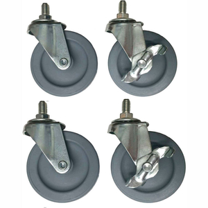 LIGHT/MEDIUM DUTY THREADED STEM CASTERS - ALL SWIVEL, 2 LOCKING - SET OF 4 by Dehnco Equipment & Supply