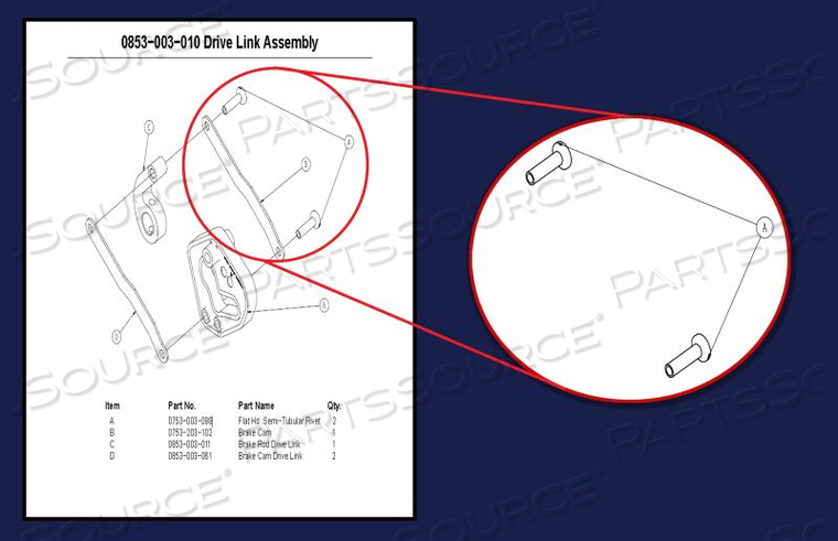 RIVET, FLAT HEAD SEMI-TUBULAR, FOR USE WITH: FOR 721 TRANSPORT STRETCHER by Stryker Medical