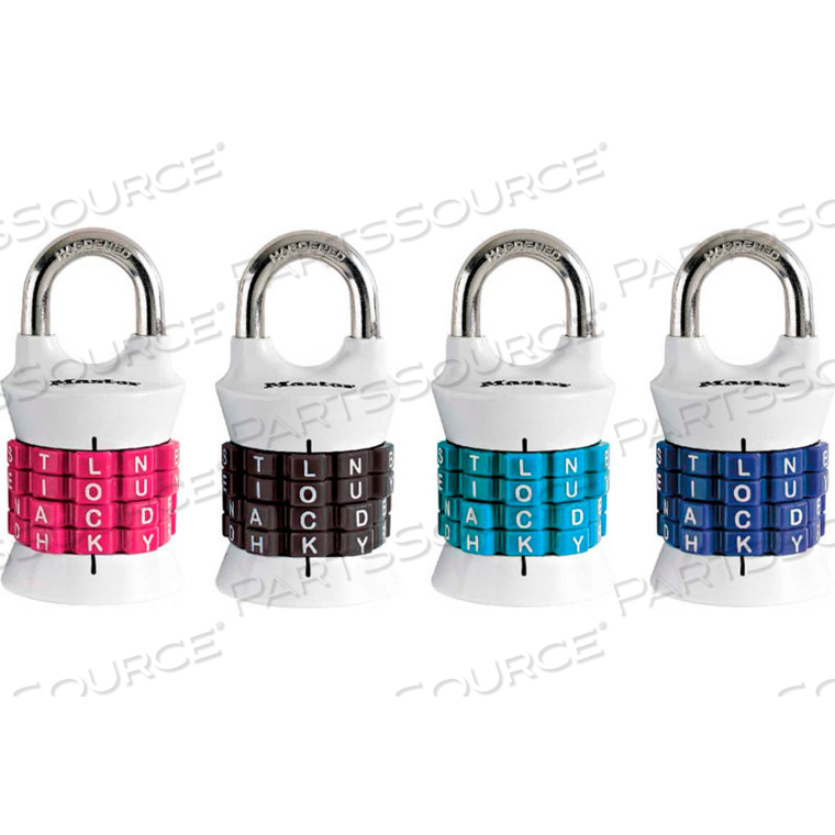 WORD COMBINATION PADLOCK - 15/16" SHACKLE - ASSORTED COLORS by Master Lock