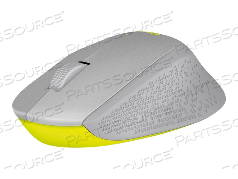 SILENT PLUS, MOUSE, RIGHT-HANDED, OPTICAL, 3 BUTTONS, WIRELESS, 2.4 GHZ, USB WIRELESS RECEIVER, GRAY, YELLOW by Logitech SILENT PLUS, MOUSE, RIGHT-HANDED, OPTICAL, 3 BUTTONS, WIRELESS, 2.4 GHZ, USB WIRELESS RECEIVER, GRAY, YELLOW by Logitech