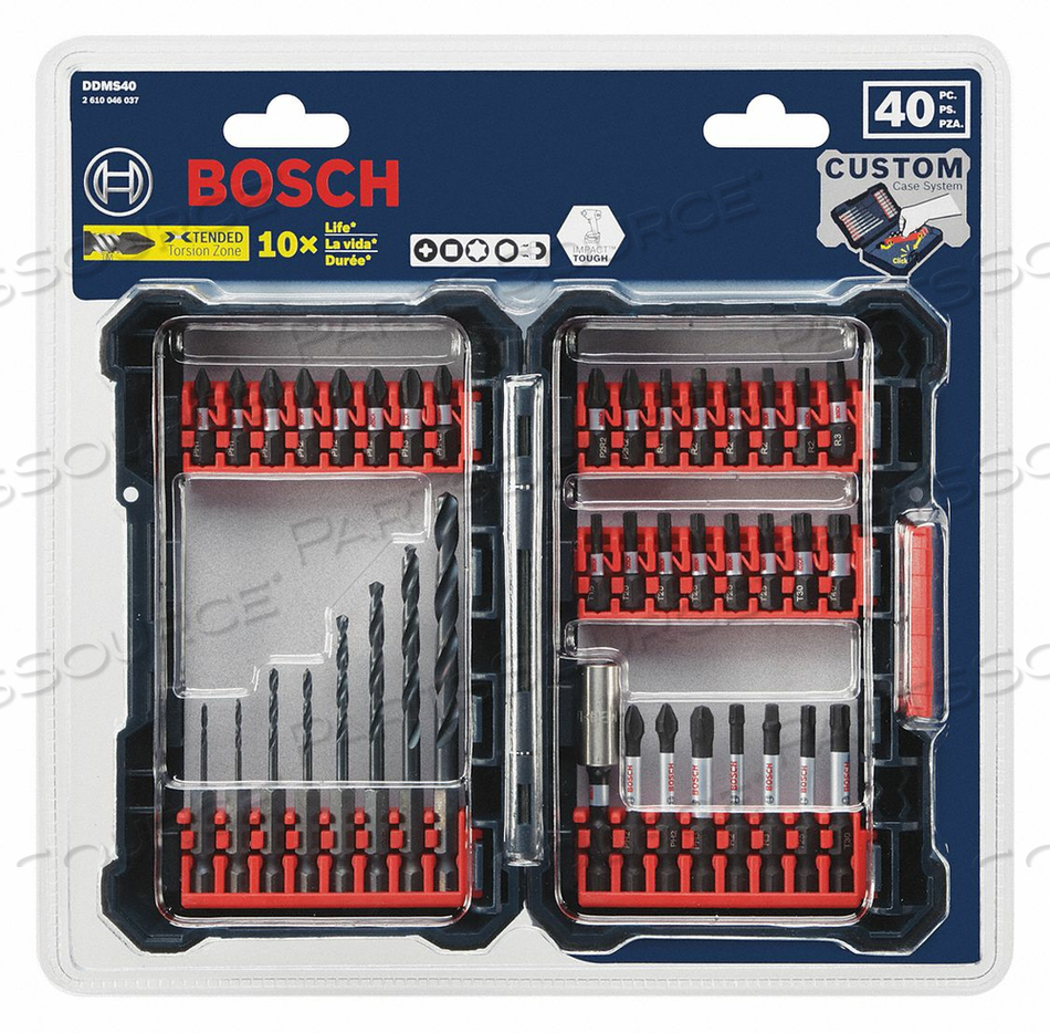 HEX SHANK DRILL BIT SET, HIGH SPEED STEEL, 1/16 TO 1/4 IN TIP, 40 PIECES, 118 DEG, 135 DEG by Bosch Tools