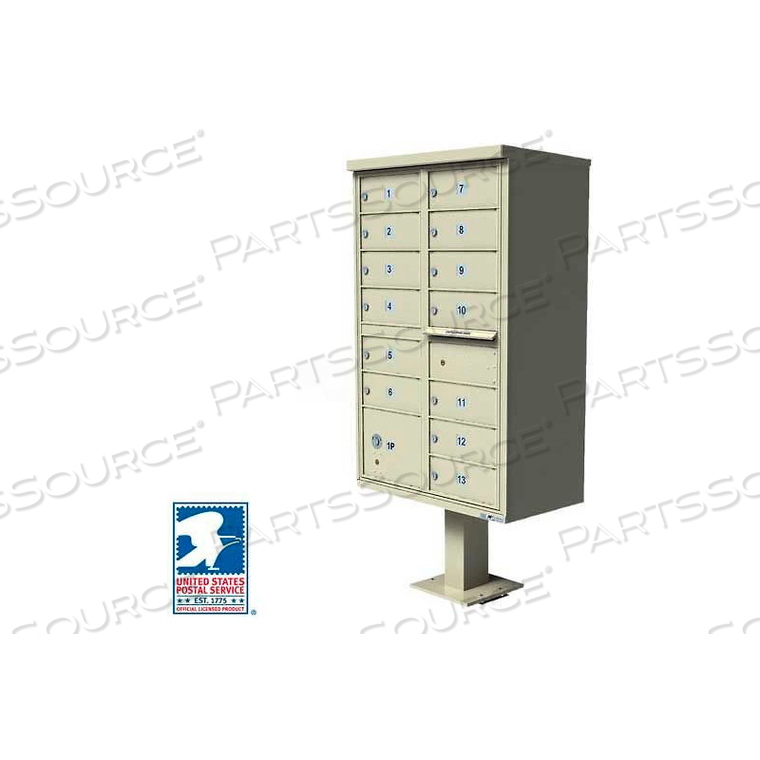 VITAL CLUSTER BOX UNIT, 13 MAILBOXES, 1 PARCEL LOCKER, SANDSTONE by Florence Manufacturing Company VITAL CLUSTER BOX UNIT, 13 MAILBOXES, 1 PARCEL LOCKER, SANDSTONE by Florence Manufacturing Company