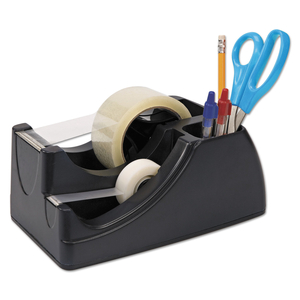 RECYCLED 2-IN-1 HEAVY DUTY TAPE DISPENSER, 1" AND 3" CORES, PLASTIC, BLACK by Officemate