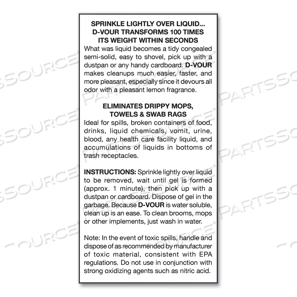 D-VOUR ABSORBENT POWDER, LEMON, 16 OZ CANISTER by Big D