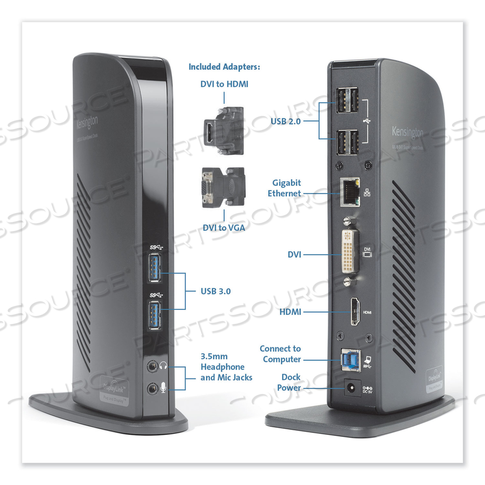 KENSINGTON SD3500V UNIVERSAL USB 3.0 DUAL-2K DOCK - HDMI/DVI-I - WINDOWS - DOCKING STATION - USB - GIGE - US by Kensington Computer Products