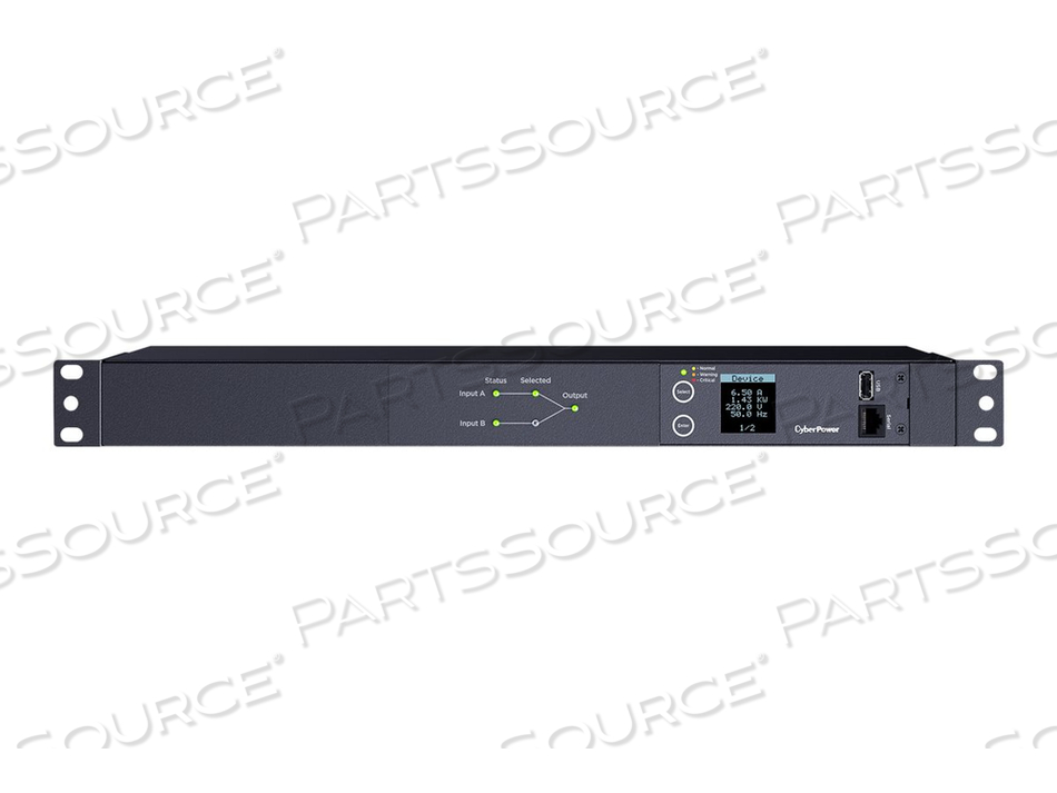 METERED ATS SERIES PDU24004, POWER DISTRIBUTION UNIT (RACK-MOUNTABLE), AC 200-240 V, 1-PHASE, SERIAL, INPUT: 2 X IEC 60320 C14, OUTPUT CONNE by CyberPower METERED ATS SERIES PDU24004, POWER DISTRIBUTION UNIT (RACK-MOUNTABLE), AC 200-240 V, 1-PHASE, SERIAL, INPUT: 2 X IEC 60320 C14, OUTPUT CONNE by CyberPower