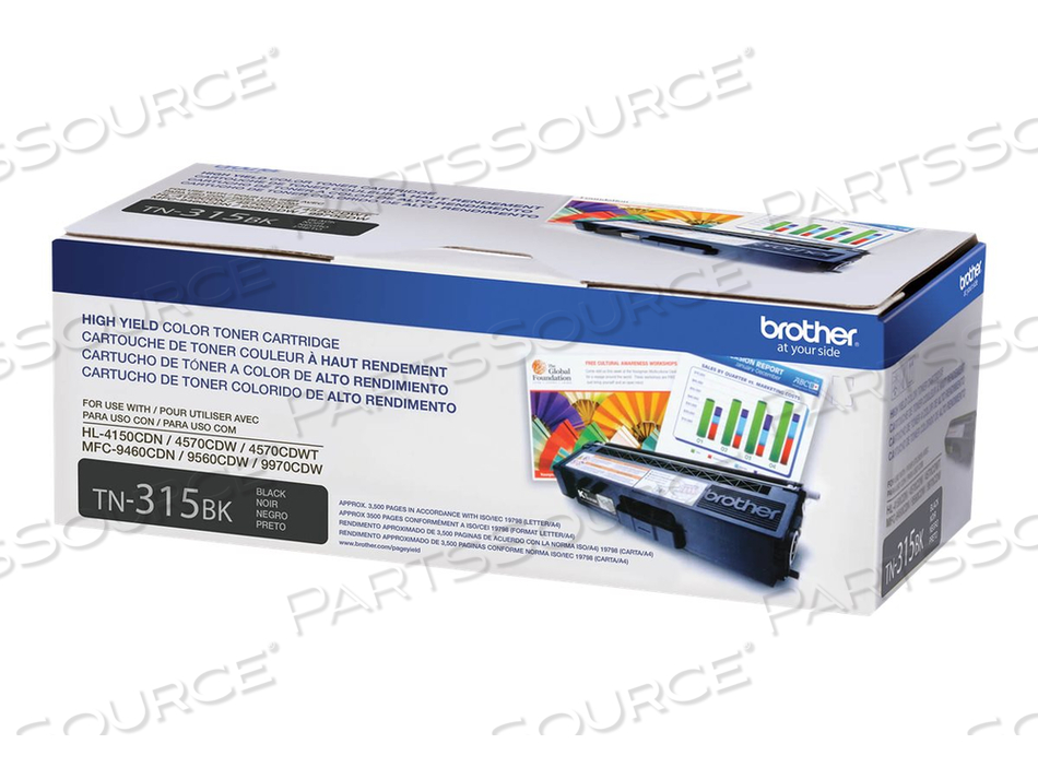 BROTHER TN-315BK BLACK TONER CARTRIDGE, HIGH YIELD 