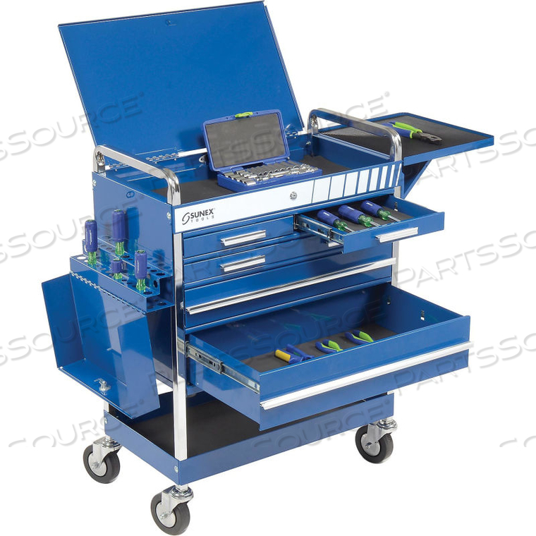 27" PROFESSIONAL 5 DRAWER BLUE TOOL CART W/ LOCKING TOP 