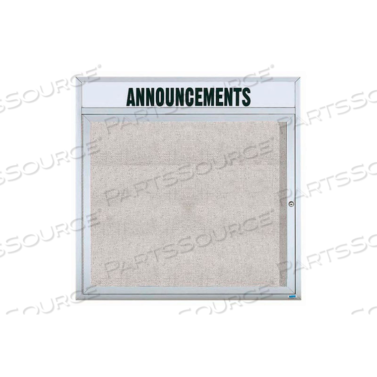 1 DOOR ENCLOSED ALUM FRAMED BULLETIN BOARD W/ HEADER, ILLUMINATED - 36"W X 36"H by Aarco Products