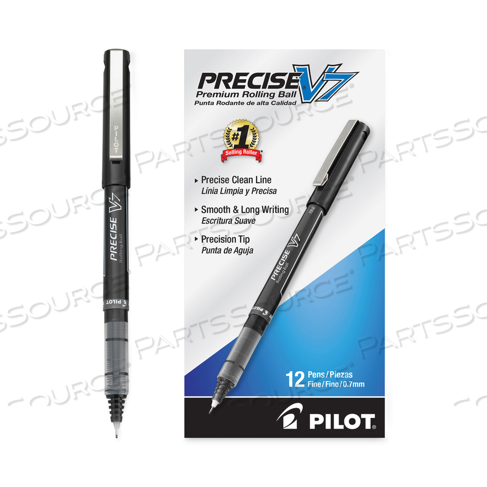 PRECISE V7 ROLLER BALL PEN, STICK, FINE 0.7 MM, BLACK INK, BLACK BARREL by Pilot