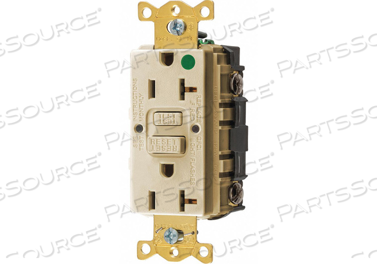 GROUND FAULT DUPLEX IVORY 20A 125VAC 2P by Hubbell Incorporated, Wiring Device-Kellums