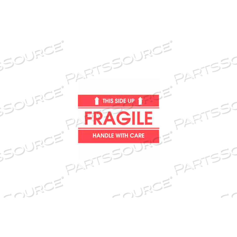 FRAGILE THIS SIDE UP HANDLE WITH CARE 3" X 5" STYLE 2 - RED / WHITE by Decker Tape Products