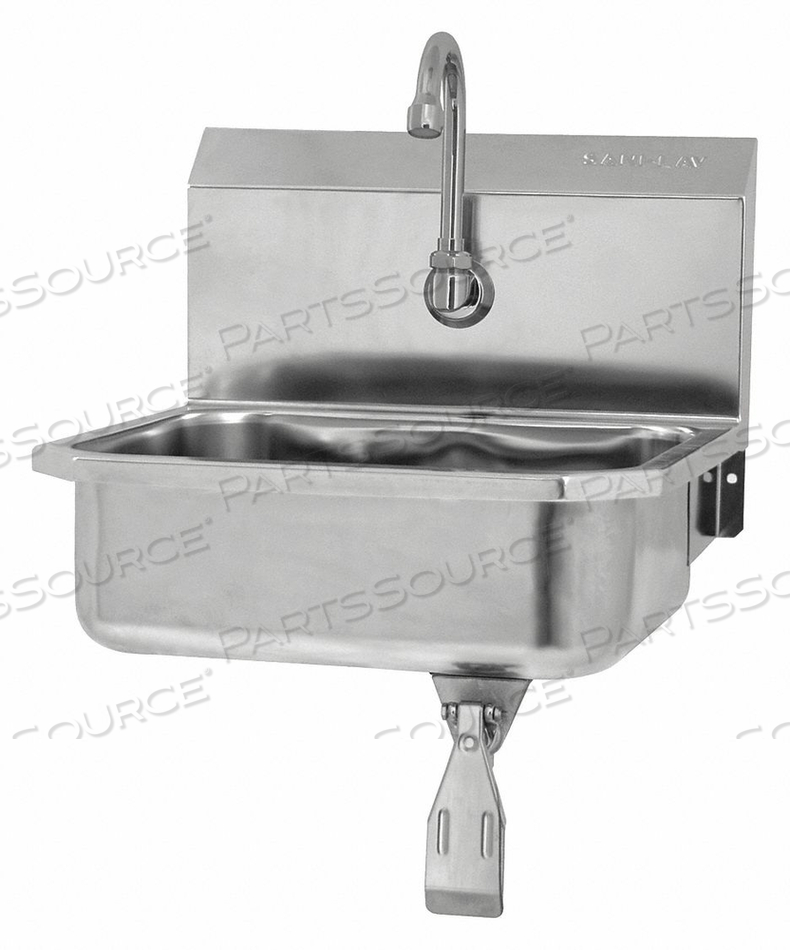 WALL MOUNT SINK WITH SINGLE KNEE PEDAL VALVE, LOW-FLOW 0.5 GPM by Sani-Lav