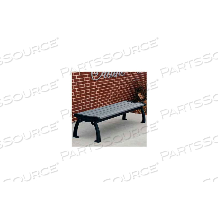 FROG FURNISHINGS RECYCLED PLASTIC 6 FT. HERITAGE BACKLESS BENCH, GRAY BENCH/BLACK FRAME by Jayhawk Plastics FROG FURNISHINGS RECYCLED PLASTIC 6 FT. HERITAGE BACKLESS BENCH, GRAY BENCH/BLACK FRAME by Jayhawk Plastics