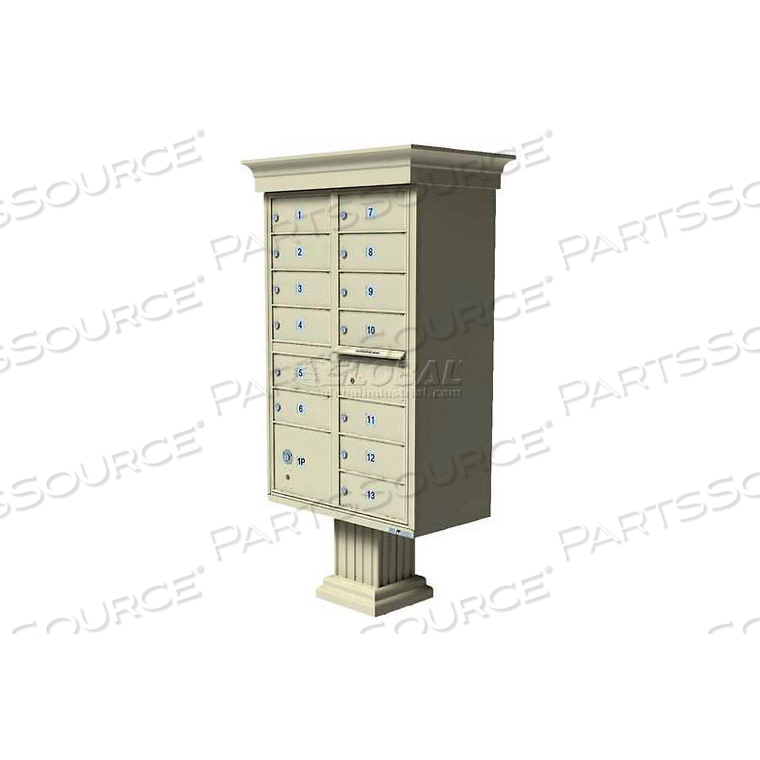 VITAL CLUSTER BOX UNIT W/VOGUE CLASSIC ACCESSORIES, 13 UNIT & 1 PARCEL LOCKER, SANDSTONE by Florence Manufacturing Company VITAL CLUSTER BOX UNIT W/VOGUE CLASSIC ACCESSORIES, 13 UNIT & 1 PARCEL LOCKER, SANDSTONE by Florence Manufacturing Company